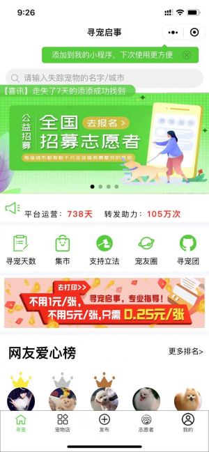 宠物寻宠启示小程序设计图1